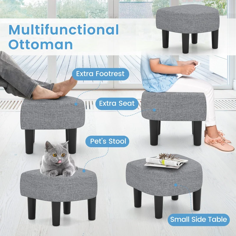 Modern Club Swivel Accent Chair With Ottoman Footrest, Gray