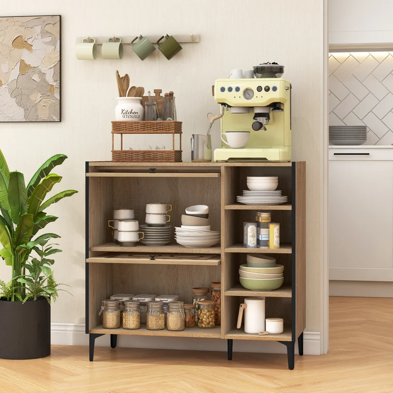 Rustic Shoe Cabinet, Flip-up See-through Doors, Adjustable Shelves, Oak