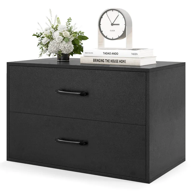 2-Drawer Stackable Horizontal Storage Cabinet, Black