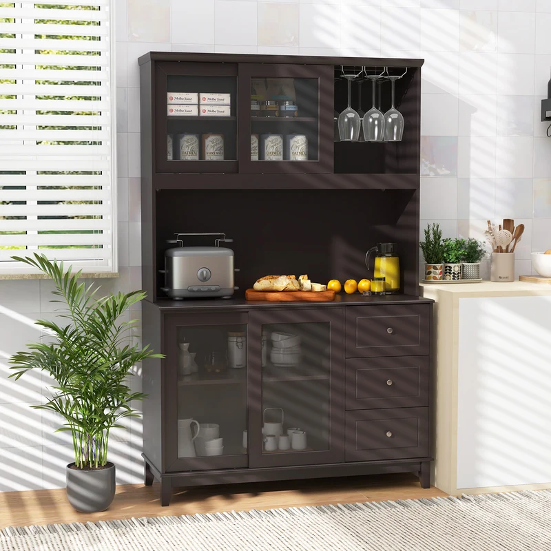 Kitchen Pantry Storage Cabinet, Deep Brown