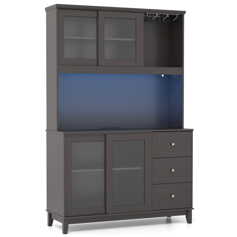 Kitchen Pantry Storage Cabinet, Deep Brown