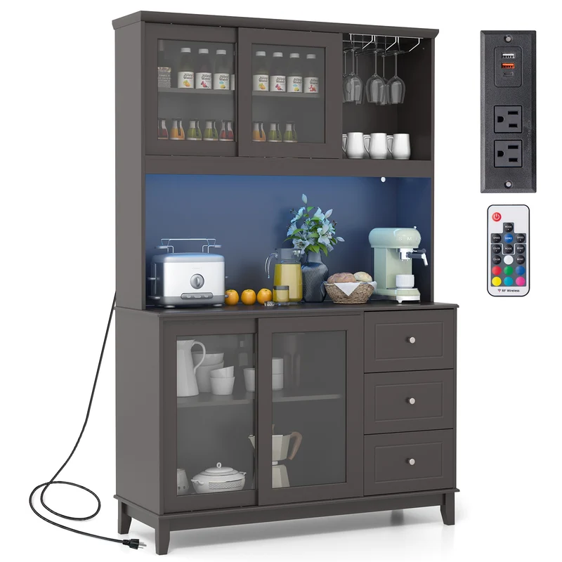Kitchen Pantry Storage Cabinet, Deep Brown