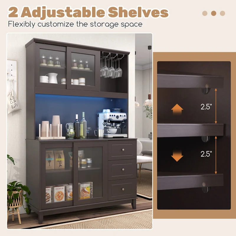 Kitchen Pantry Storage Cabinet, Deep Brown