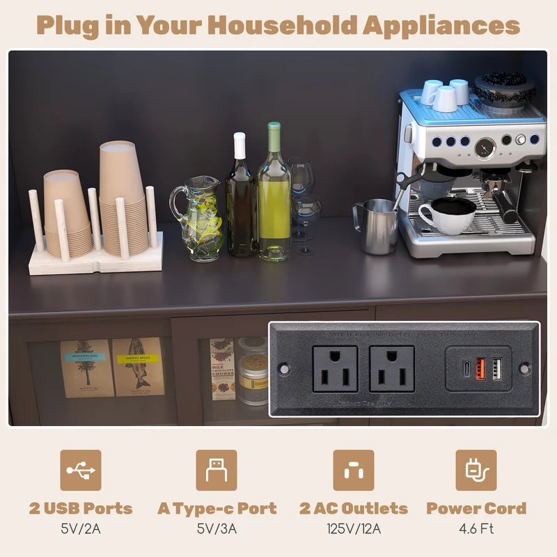 Kitchen Pantry Storage Cabinet, Deep Brown