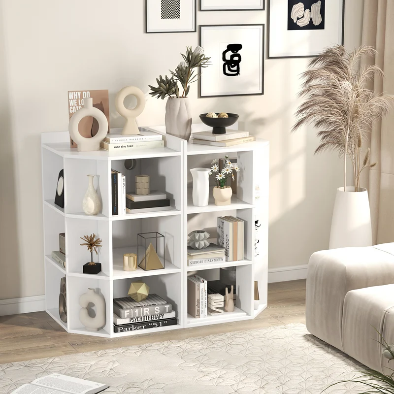 3-Tier Corner Cabinet With Charging Station, White