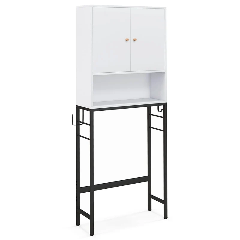 Over The Toilet Storage Cabinet, 2 Doors, Adjustable Shelf, White