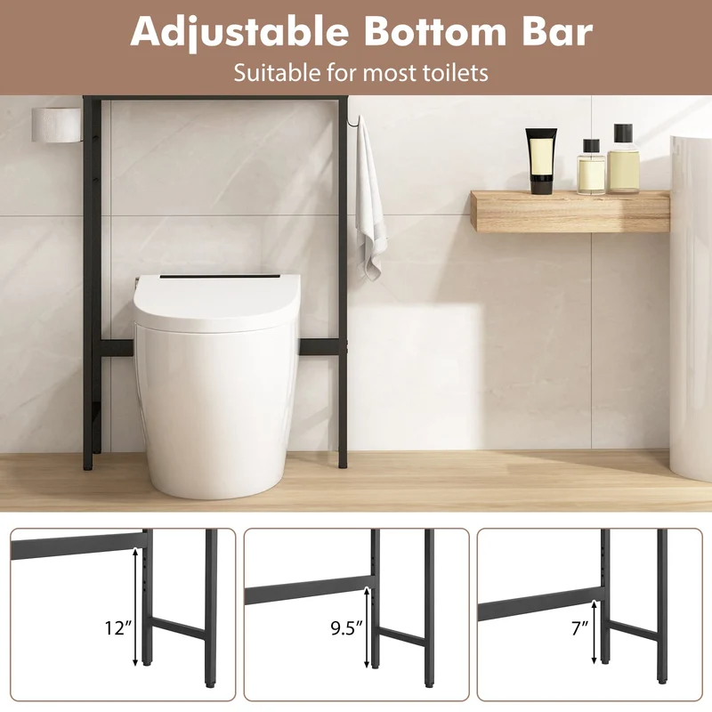 Over The Toilet Storage Cabinet, 2 Doors, Adjustable Shelf, White