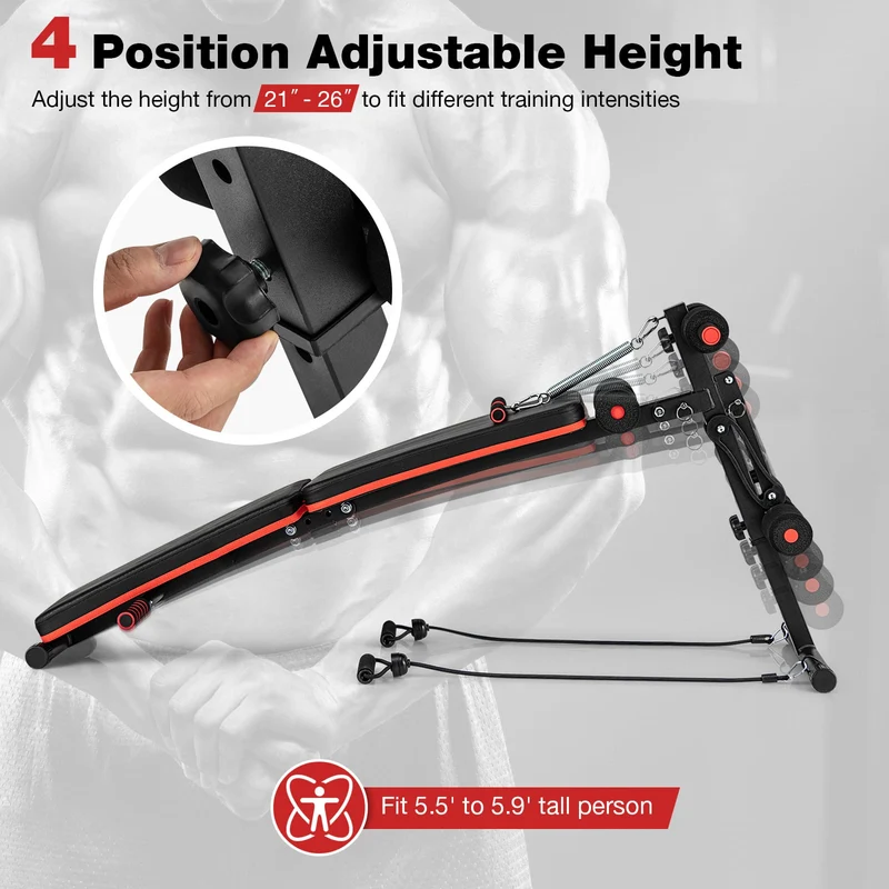 4 Position Adjustable Sit Up Bench, Black