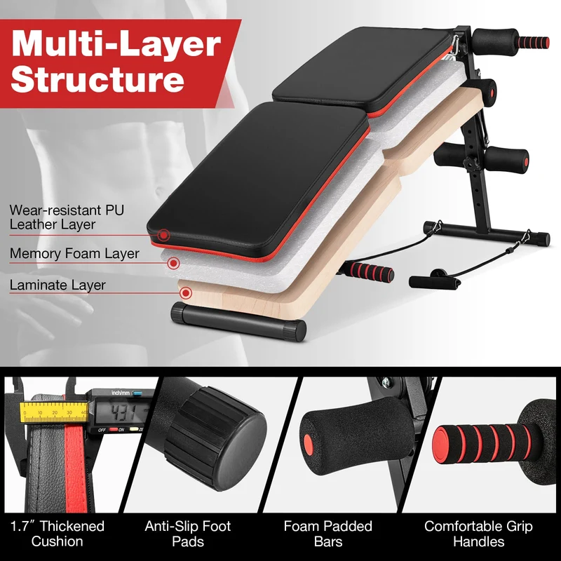 4 Position Adjustable Sit Up Bench, Black