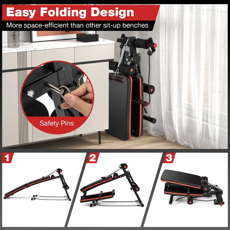 4 Position Adjustable Sit Up Bench, Black