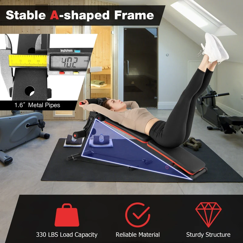 4 Position Adjustable Sit Up Bench, Black