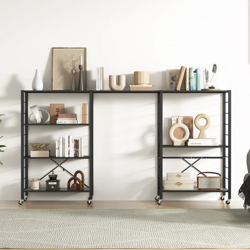 4-Tier Foldable Storage Shelf, Black