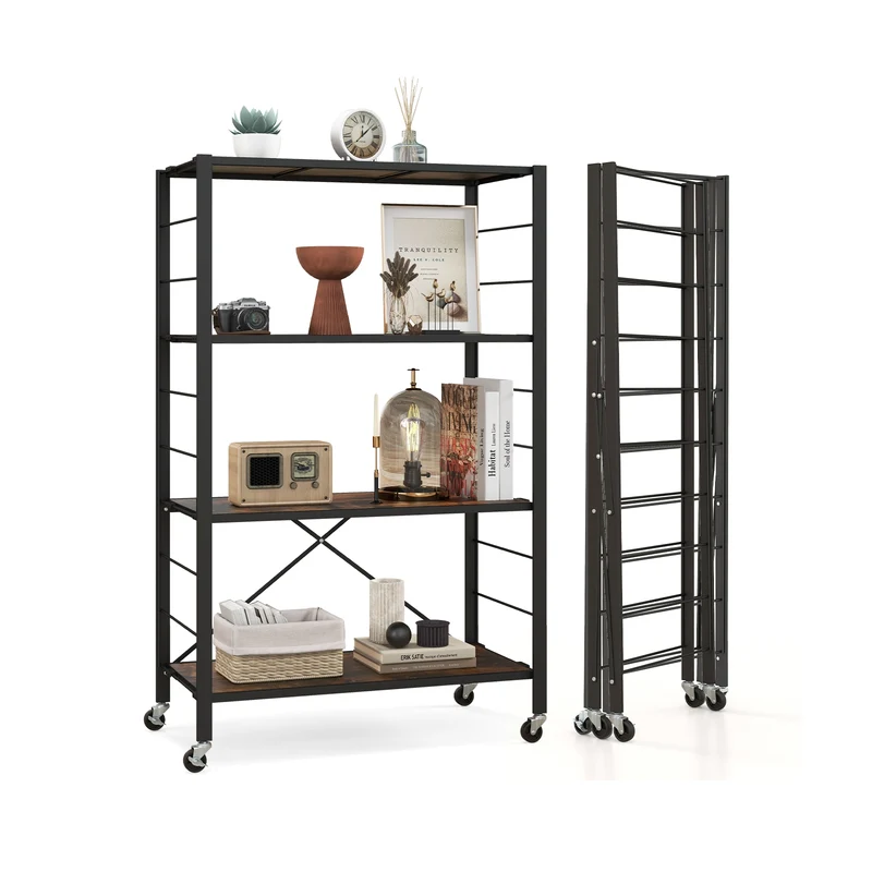 4-Tier Foldable Storage Shelf, Black