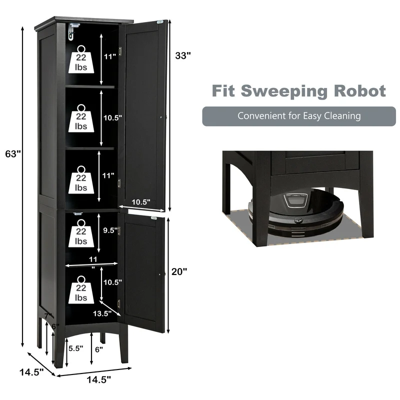 Freestanding Storage Cabinet, Black