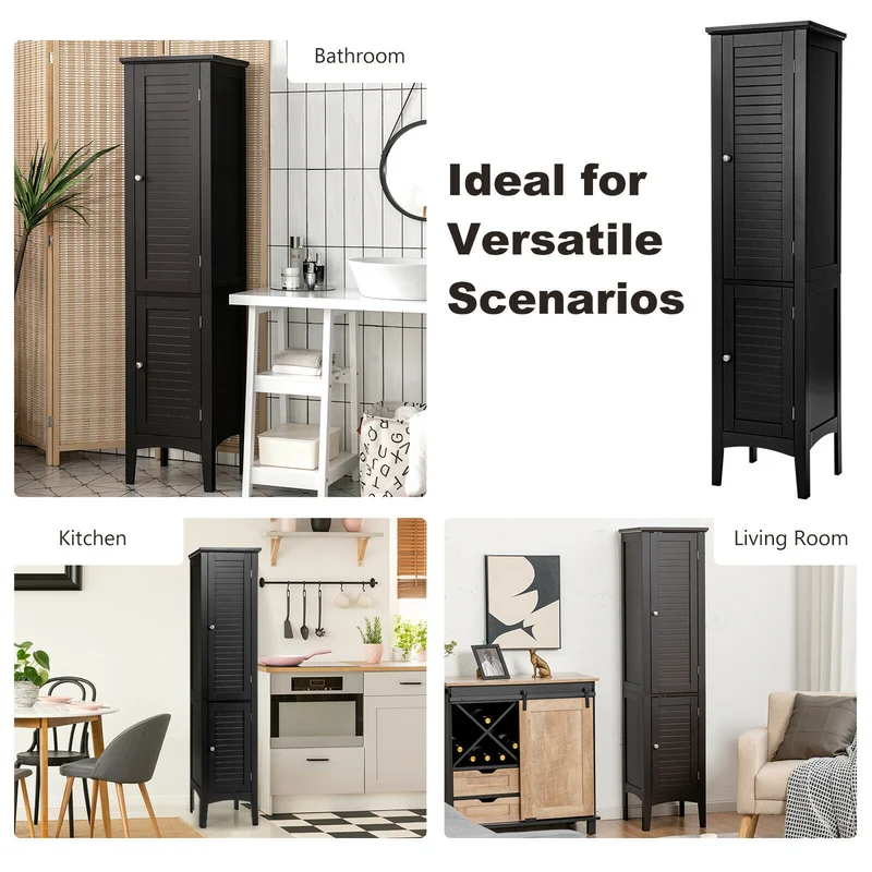 Freestanding Storage Cabinet, Black
