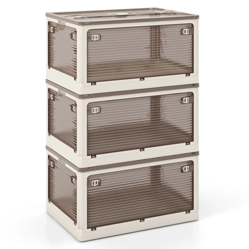 3-Pack Stackable Storage Bins With Lids, 18 Gal, White