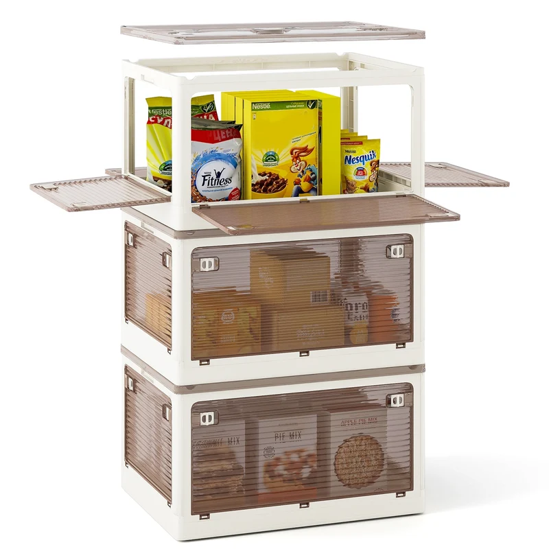 3-Pack Stackable Storage Bins With Lids, 18 Gal, White