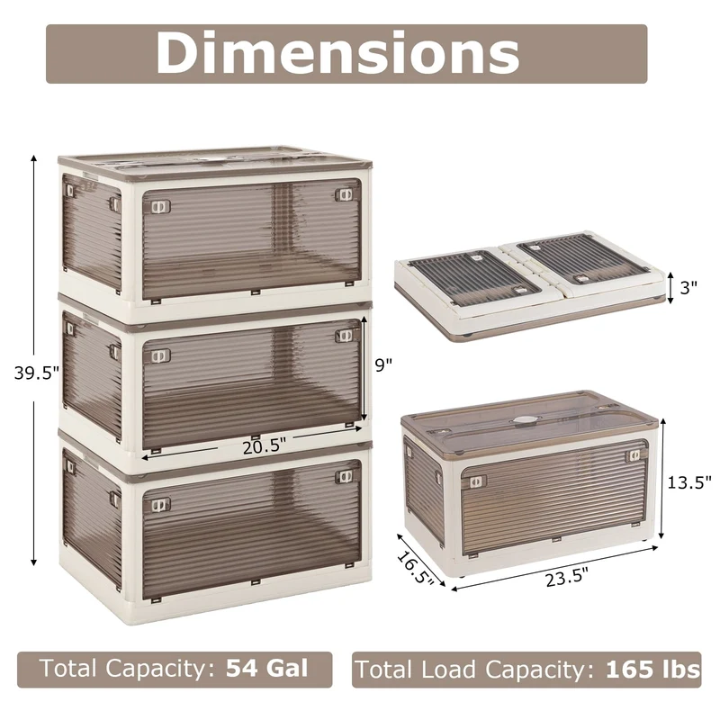 3-Pack Stackable Storage Bins With Lids, 18 Gal, White