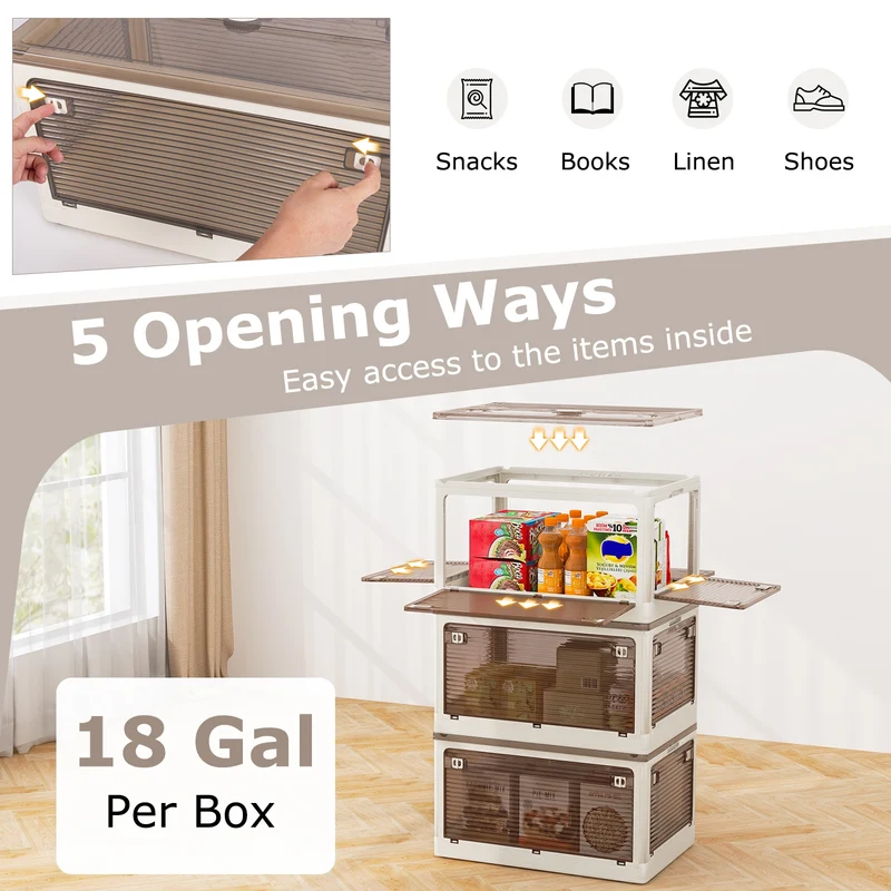 3-Pack Stackable Storage Bins With Lids, 18 Gal, White