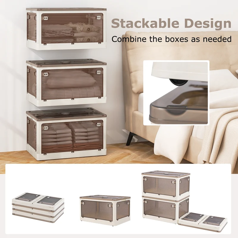 3-Pack Stackable Storage Bins With Lids, 18 Gal, White