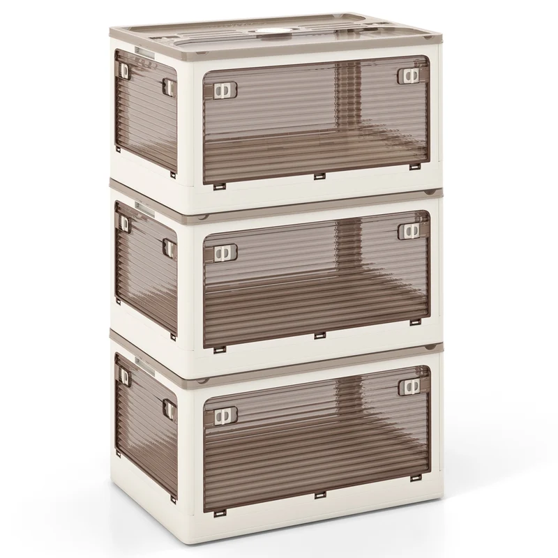 3-Pack Stackable Storage Bins With Lids, 11.5 Gal, White