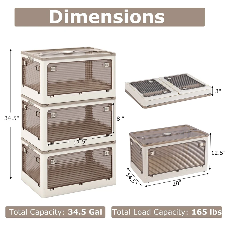 3-Pack Stackable Storage Bins With Lids, 11.5 Gal, White