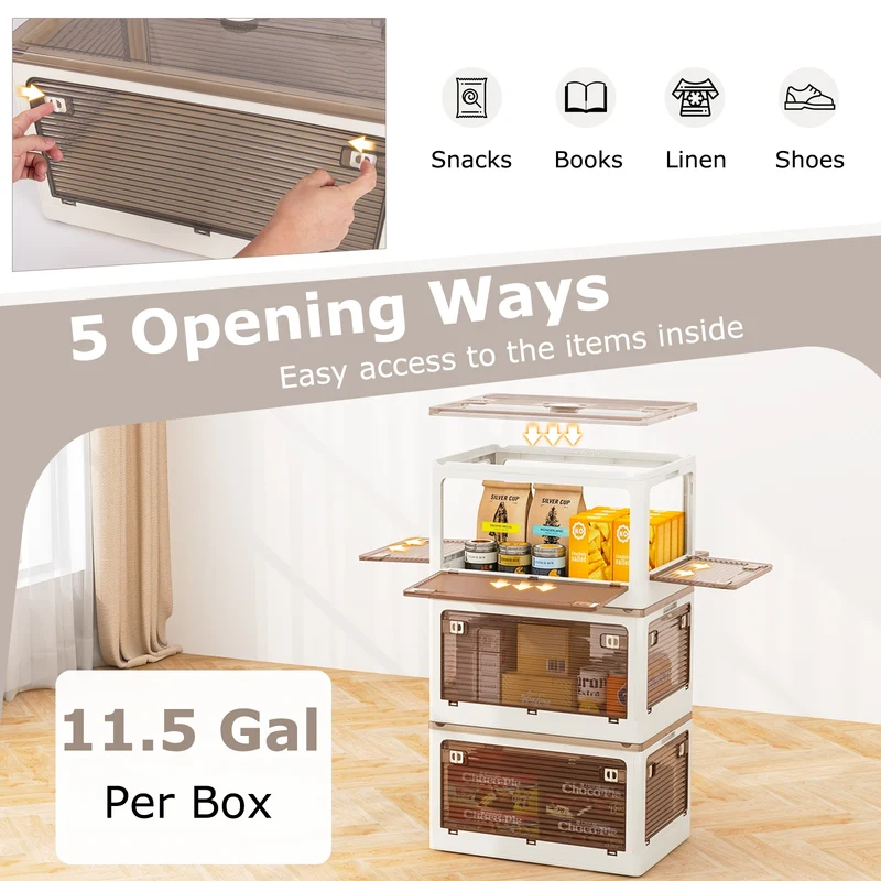 3-Pack Stackable Storage Bins With Lids, 11.5 Gal, White
