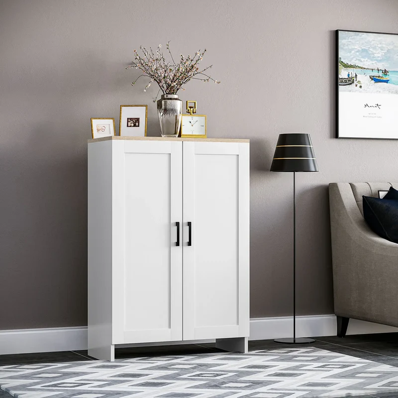 Modern Storage Cabinet, Adjustable Shelf, 23.6" x 11.8" x 35.4", White