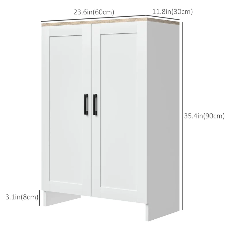Modern Storage Cabinet, Adjustable Shelf, 23.6" x 11.8" x 35.4", White