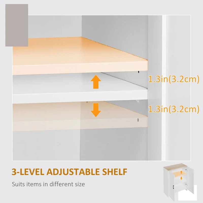 Modern Storage Cabinet, Adjustable Shelf, 23.6" x 11.8" x 35.4", White