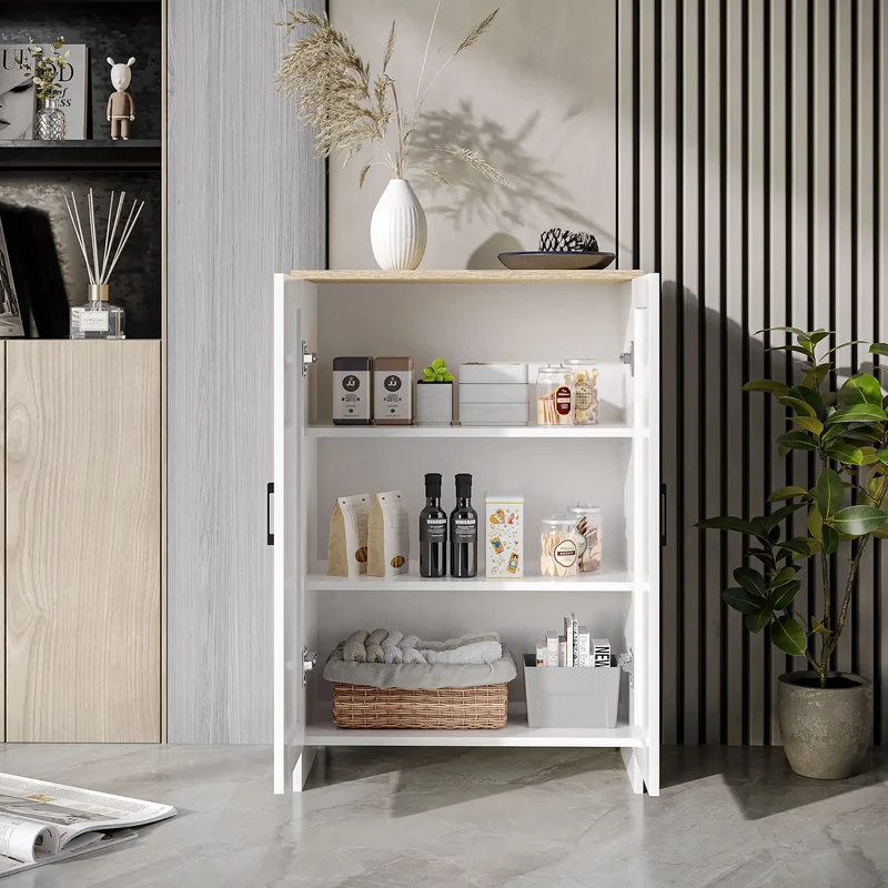 Modern Storage Cabinet, Adjustable Shelf, 23.6" x 11.8" x 35.4", White