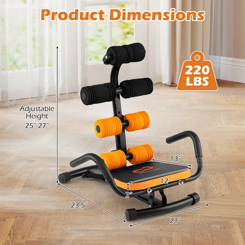 Core Fitness Abdominal Trainer Crunch Exercise Bench Machine, Black