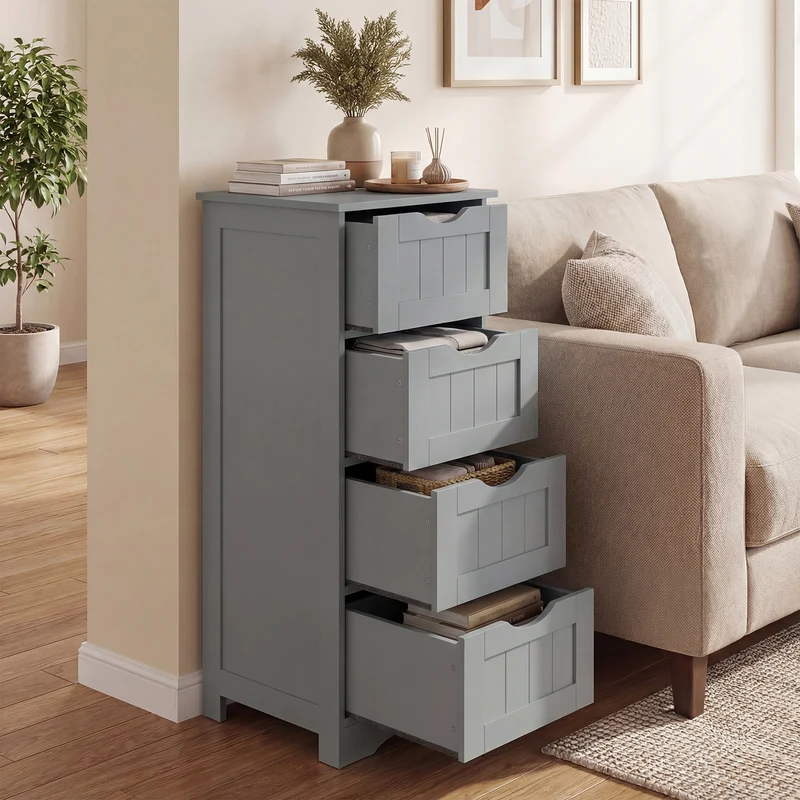 Wooden Free Standing Storage Side Organizer, Gray