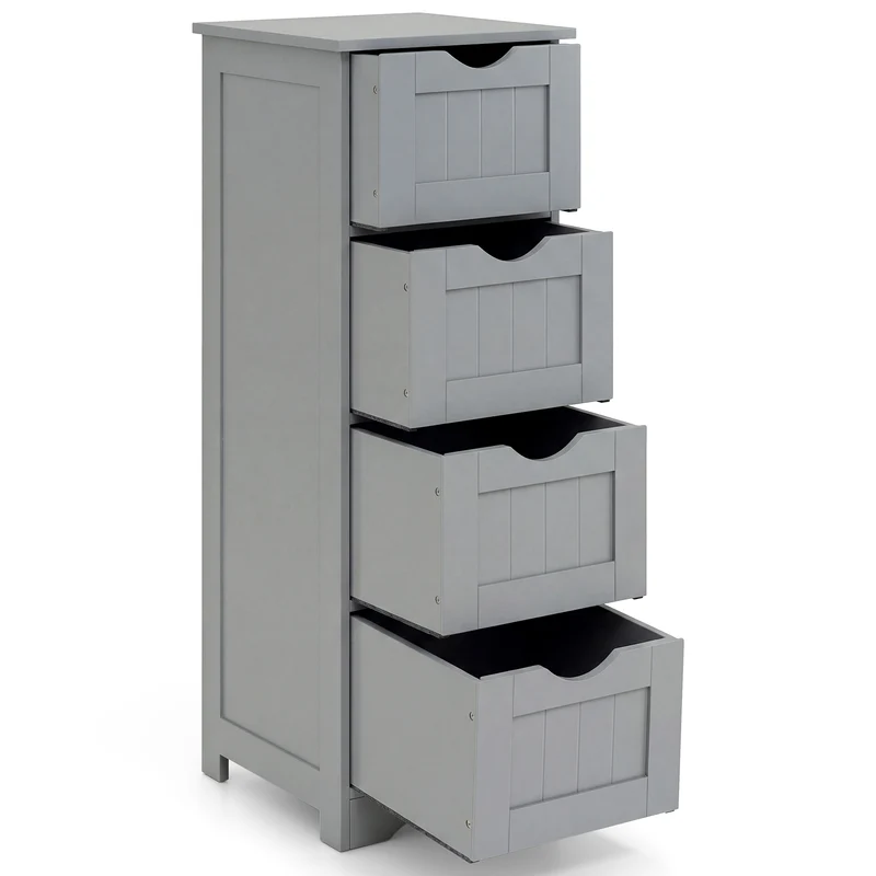 Wooden Free Standing Storage Side Organizer, Gray