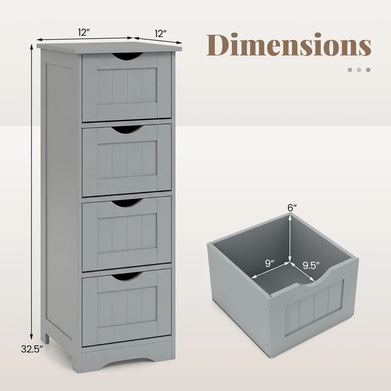 Wooden Free Standing Storage Side Organizer, Gray