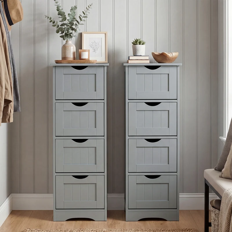 Wooden Free Standing Storage Side Organizer, Gray