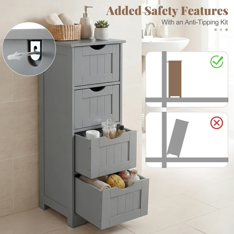 Wooden Free Standing Storage Side Organizer, Gray