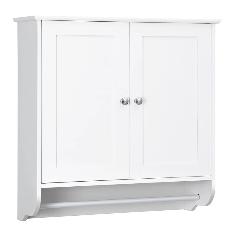 Wall Mounted Bathroom Medicine Cabinet With Towel Bar, White