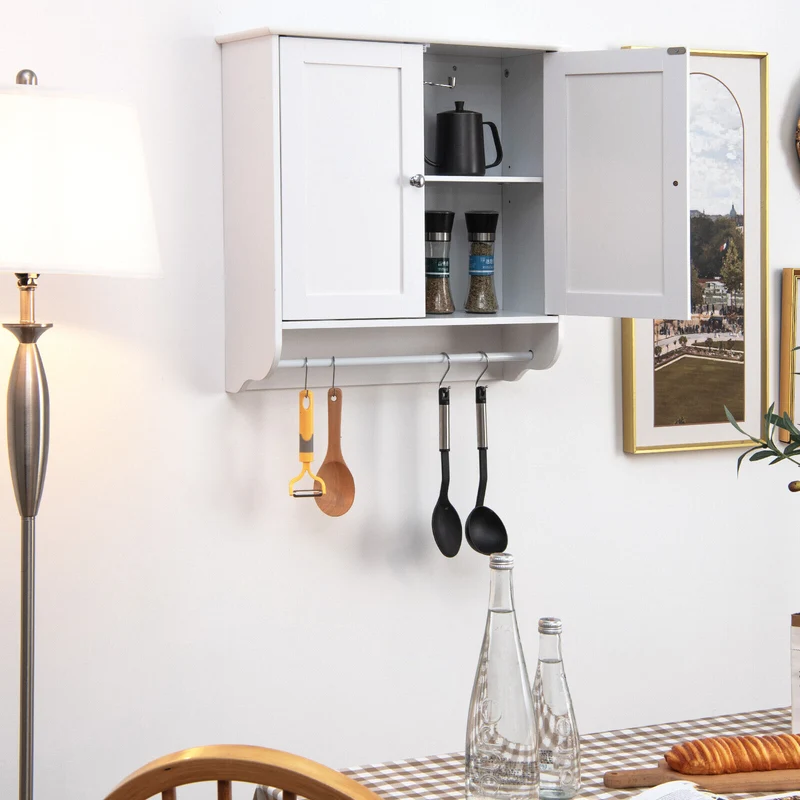 Wall Mounted Bathroom Medicine Cabinet With Towel Bar, White