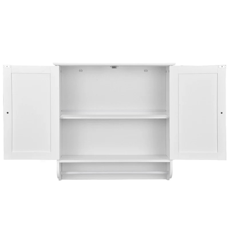 Wall Mounted Bathroom Medicine Cabinet With Towel Bar, White