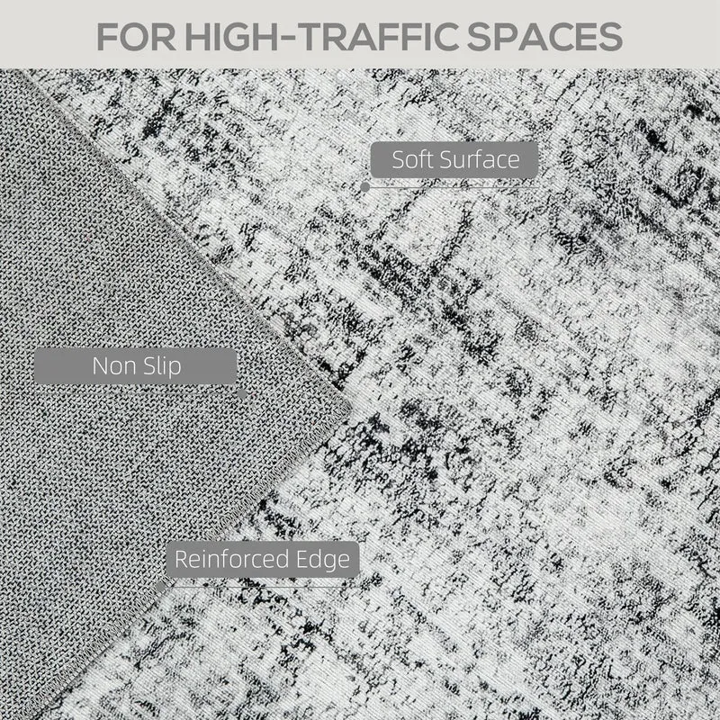 Modern Abstract Area Rug 9x12, Machine Washable, Non-Slip, Grey