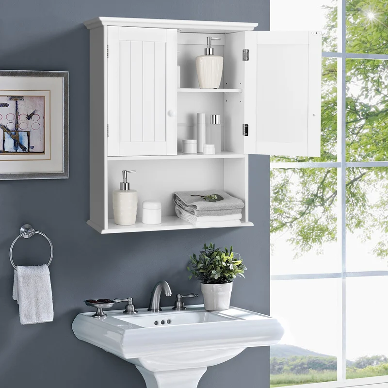 2-Door Wall Mount Bathroom Storage Cabinet, White