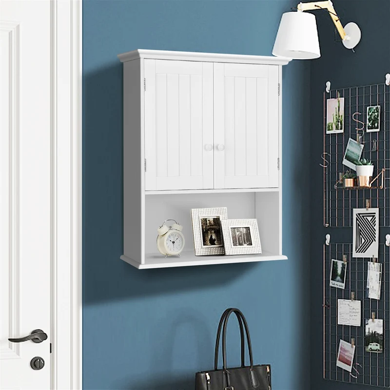 2-Door Wall Mount Bathroom Storage Cabinet, White