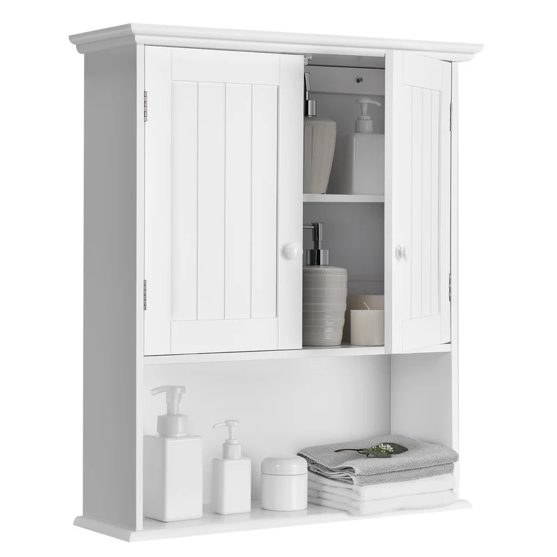 2-Door Wall Mount Bathroom Storage Cabinet, White