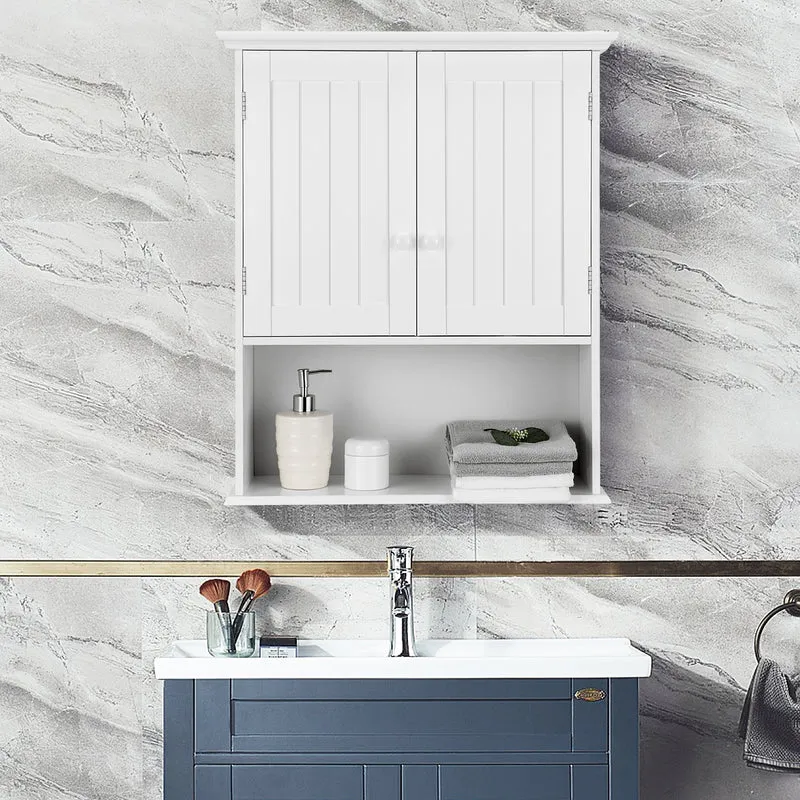 2-Door Wall Mount Bathroom Storage Cabinet, White