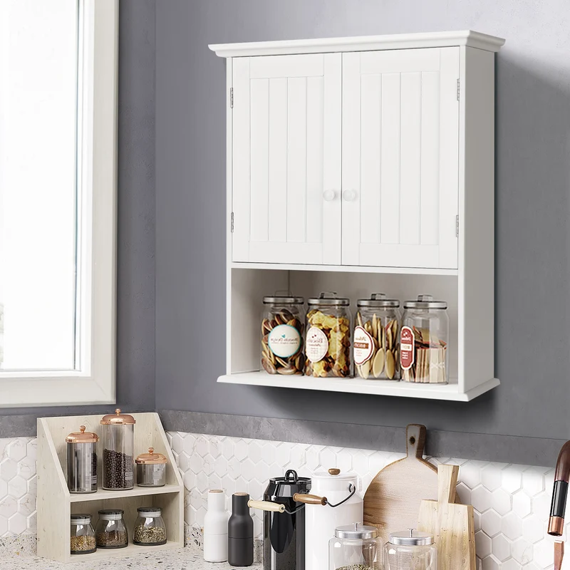 2-Door Wall Mount Bathroom Storage Cabinet, White