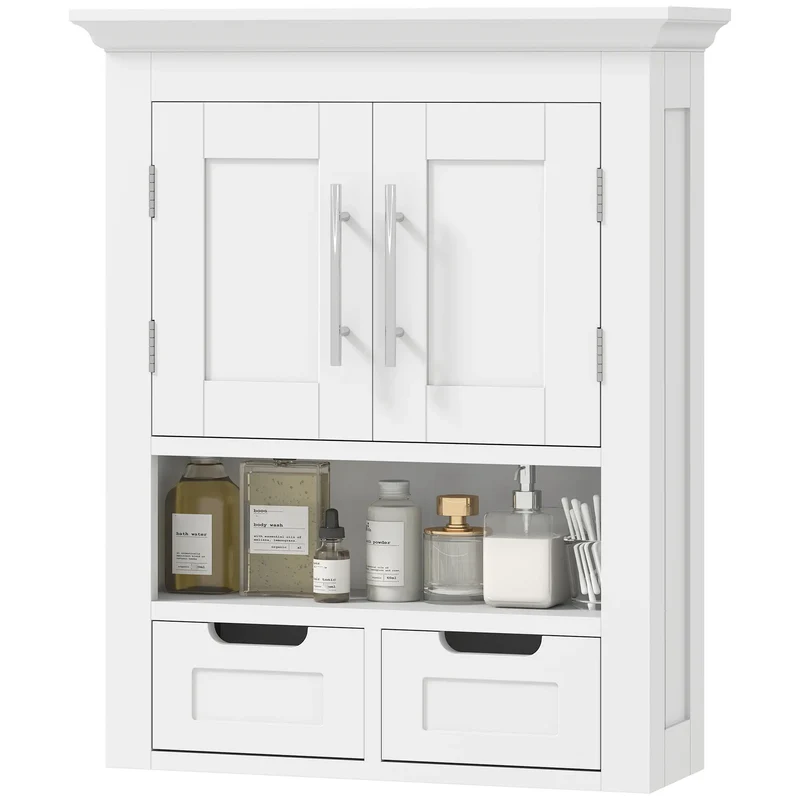 White Wall Cabinet, Medicine Cabinet With Shelf, 24 Inch, White