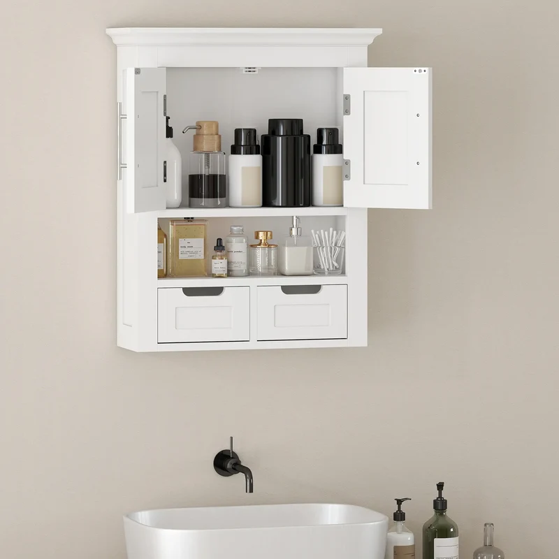 White Wall Cabinet, Medicine Cabinet With Shelf, 24 Inch, White
