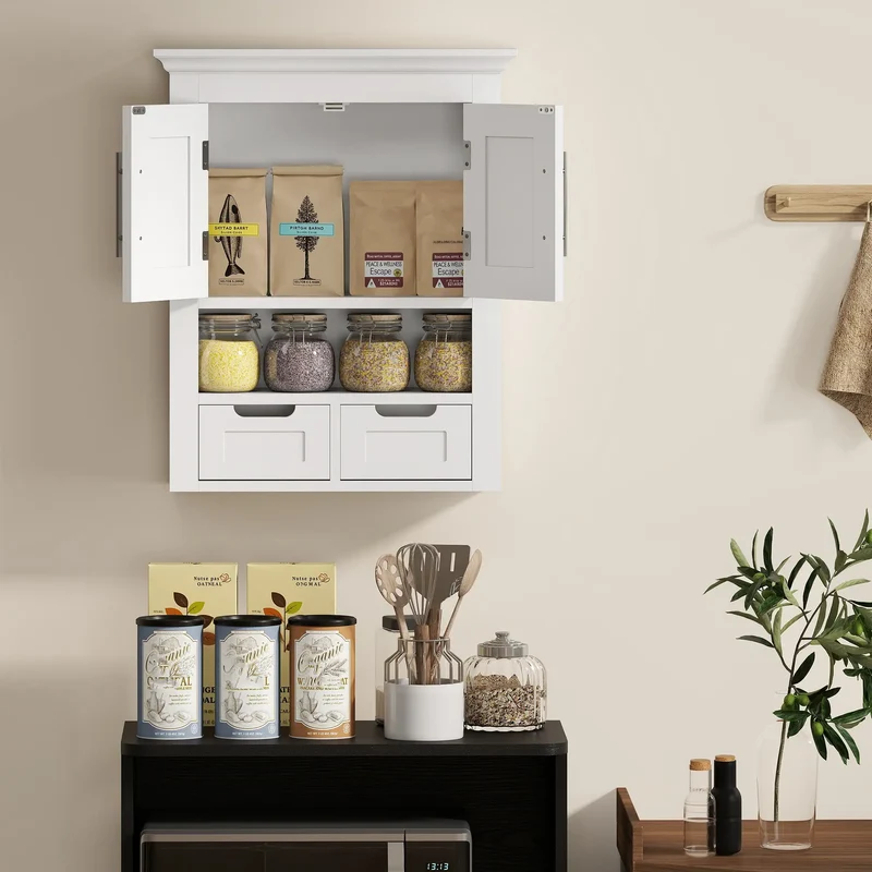 White Wall Cabinet, Medicine Cabinet With Shelf, 24 Inch, White