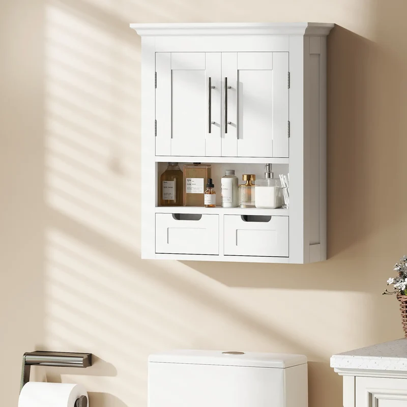 White Wall Cabinet, Medicine Cabinet With Shelf, 24 Inch, White